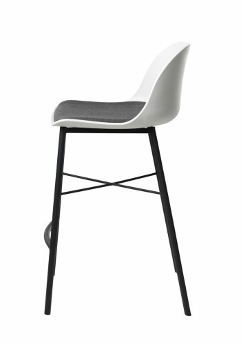 UNIQUE FURNITURE Whistler counterstol, m. rygln og fodsttte - hvid polypropylen og sort metal