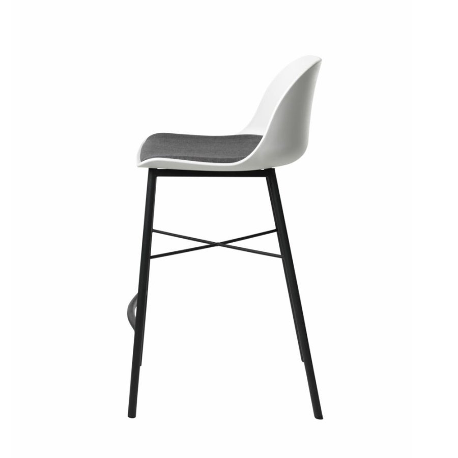 UNIQUE FURNITURE Whistler counterstol, m. rygln og fodsttte - hvid polypropylen og sort metal