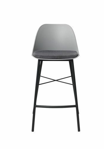 UNIQUE FURNITURE Whistler counterstol, m. rygln og fodsttte - gr polypropylen og sort metal