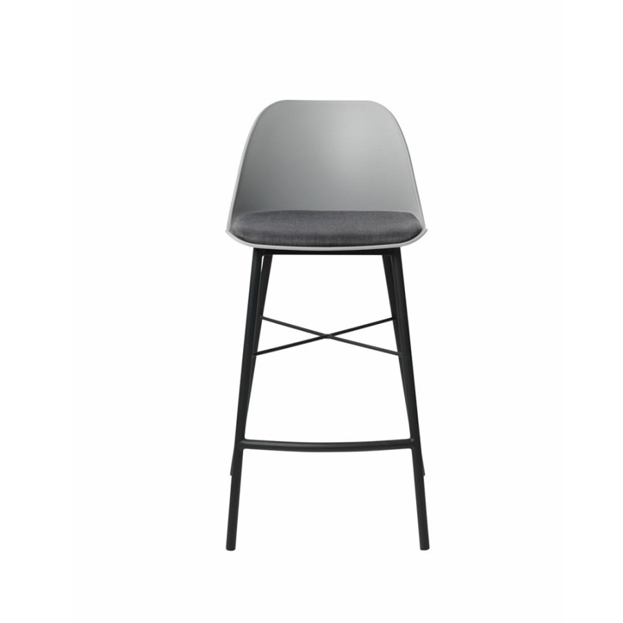 UNIQUE FURNITURE Whistler counterstol, m. rygln og fodsttte - gr polypropylen og sort metal