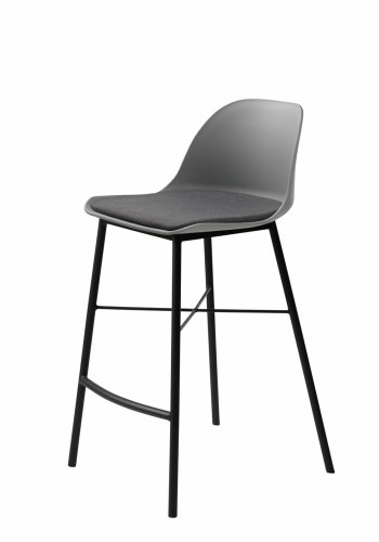 UNIQUE FURNITURE Whistler counterstol, m. rygln og fodsttte - gr polypropylen og sort metal