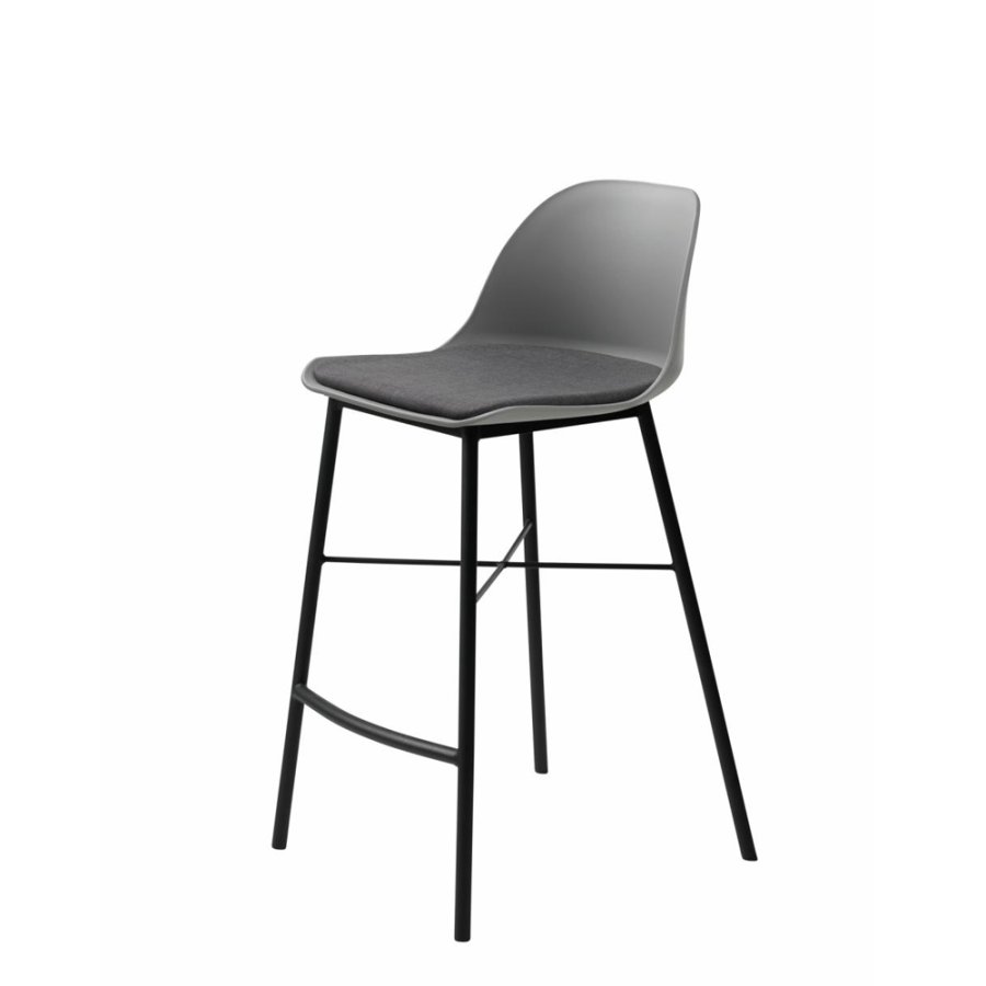 UNIQUE FURNITURE Whistler counterstol, m. rygln og fodsttte - gr polypropylen og sort metal