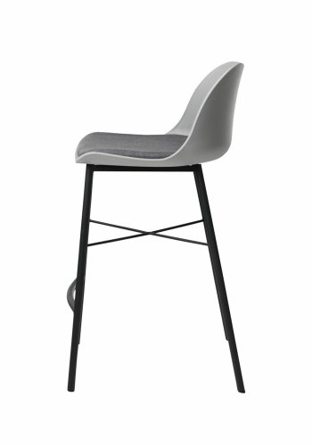 UNIQUE FURNITURE Whistler counterstol, m. rygln og fodsttte - gr polypropylen og sort metal