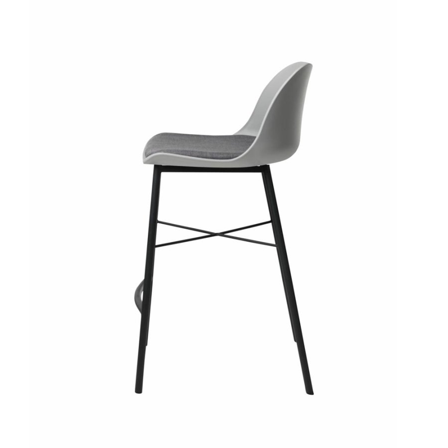 UNIQUE FURNITURE Whistler counterstol, m. rygln og fodsttte - gr polypropylen og sort metal