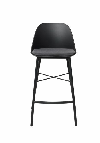 UNIQUE FURNITURE Whistler counterstol, m. rygln og fodsttte - sort polypropylen og sort metal