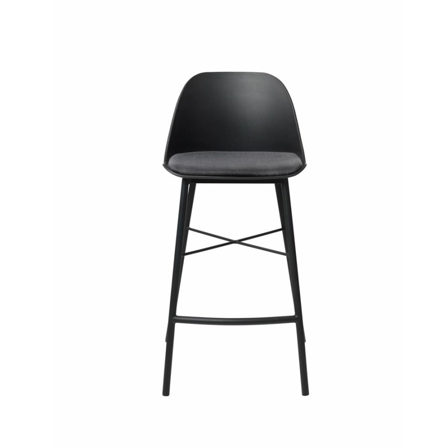 UNIQUE FURNITURE Whistler counterstol, m. rygln og fodsttte - sort polypropylen og sort metal