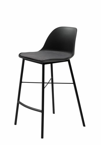 UNIQUE FURNITURE Whistler counterstol, m. rygln og fodsttte - sort polypropylen og sort metal