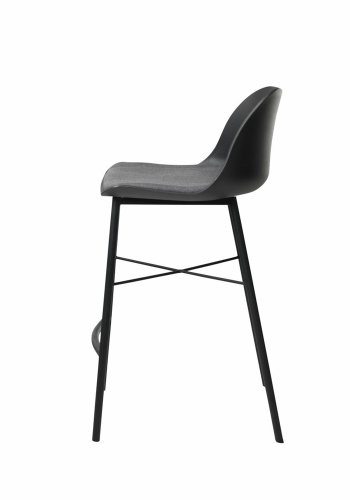 UNIQUE FURNITURE Whistler counterstol, m. rygln og fodsttte - sort polypropylen og sort metal