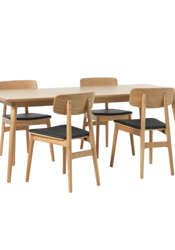 UNIQUE FURNITURE Livo spisebordsstol - natur eg og sort PU