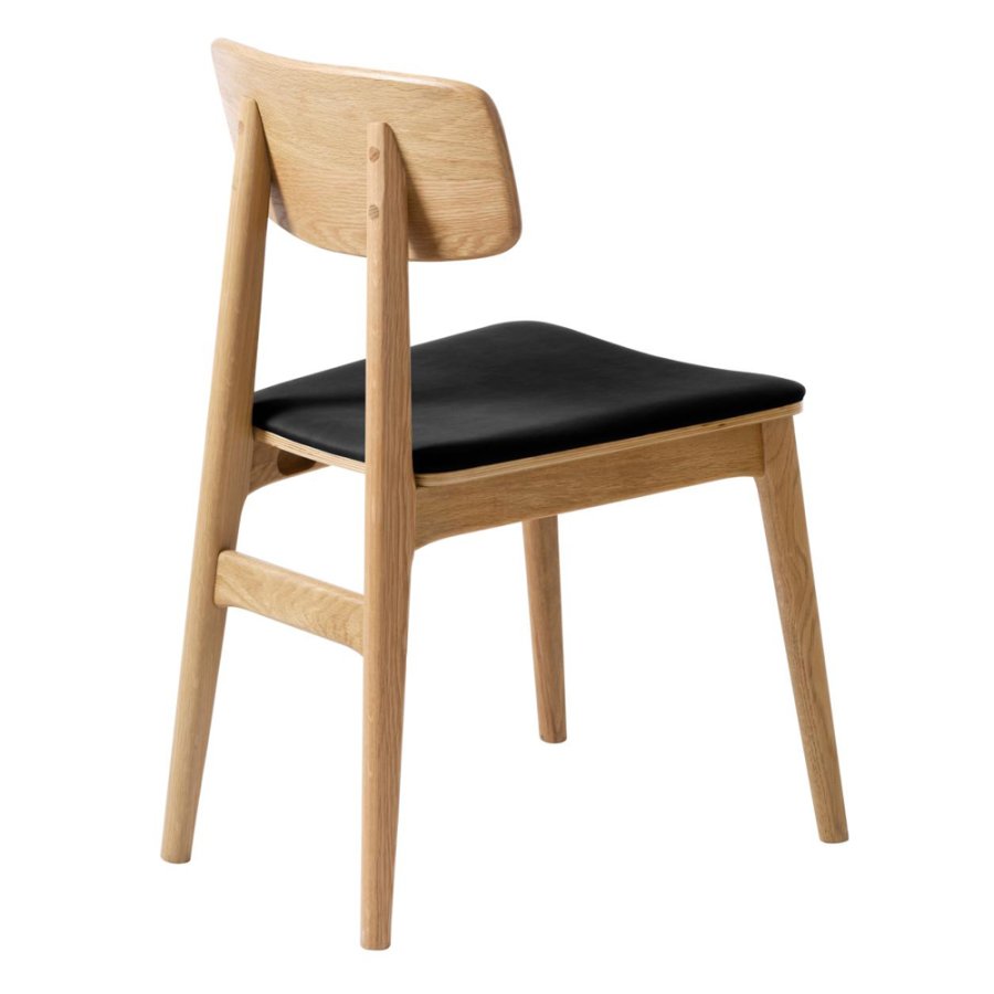 UNIQUE FURNITURE Livo spisebordsstol - natur eg og sort PU