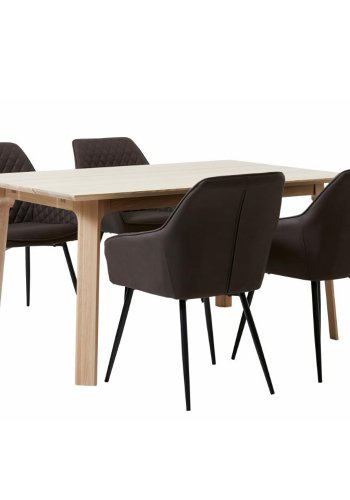 UNIQUE FURNITURE Milton spisebordsstol, m. armln - mrkebrun PU og sort metal