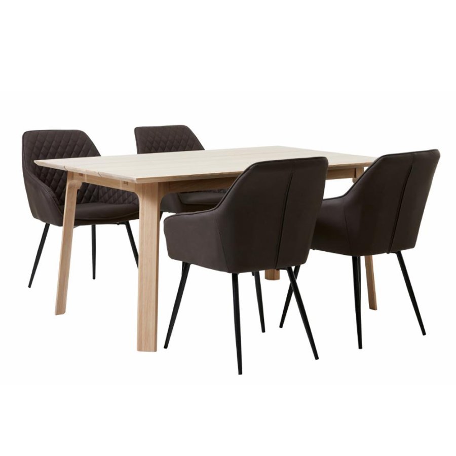 UNIQUE FURNITURE Milton spisebordsstol, m. armln - mrkebrun PU og sort metal