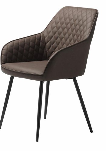 UNIQUE FURNITURE Milton spisebordsstol, m. armln - mrkebrun PU og sort metal