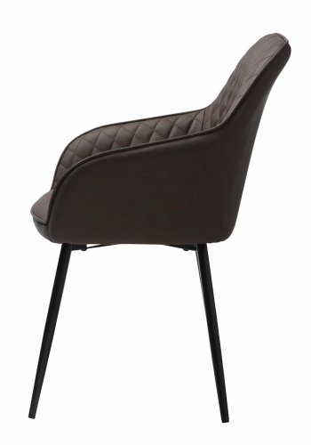 UNIQUE FURNITURE Milton spisebordsstol, m. armln - mrkebrun PU og sort metal