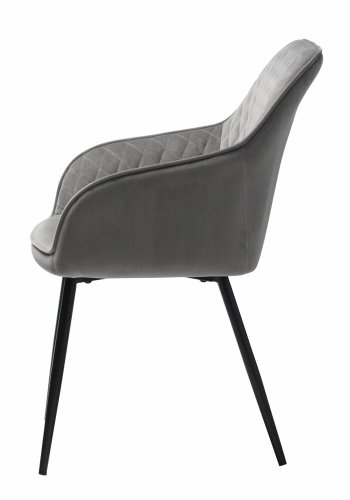 UNIQUE FURNITURE Milton spisebordsstol, m. armln - gr polyester fljl og sort metal