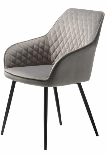 UNIQUE FURNITURE Milton spisebordsstol, m. armln - gr polyester fljl og sort metal