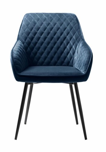 UNIQUE FURNITURE Milton spisebordsstol, m. armln - bl polyester fljl og sort metal