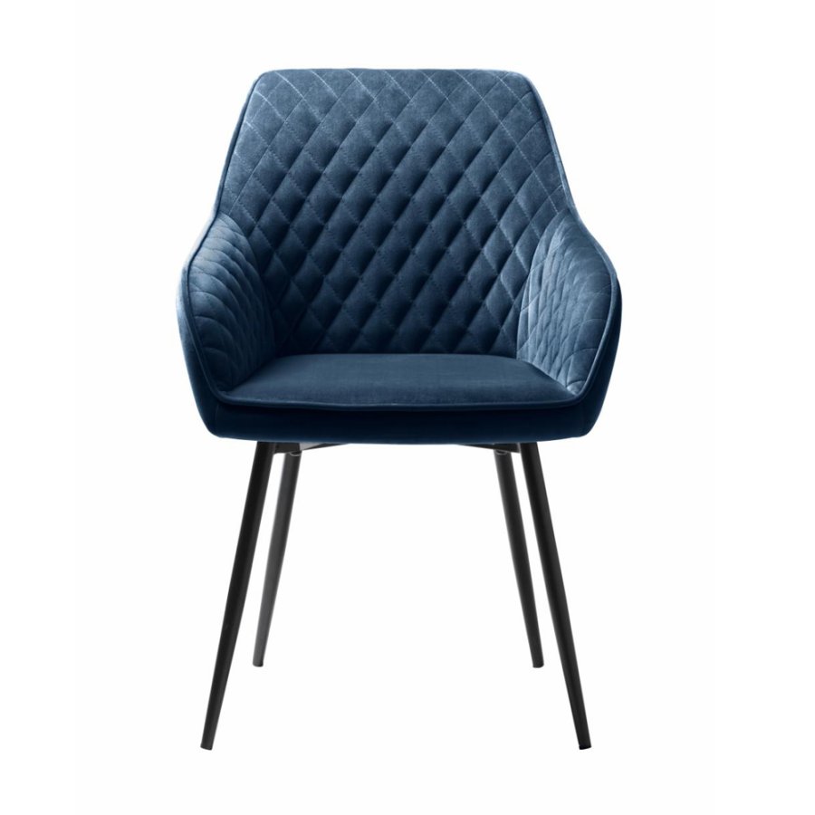 UNIQUE FURNITURE Milton spisebordsstol, m. armln - bl polyester fljl og sort metal