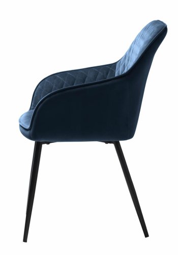 UNIQUE FURNITURE Milton spisebordsstol, m. armln - bl polyester fljl og sort metal