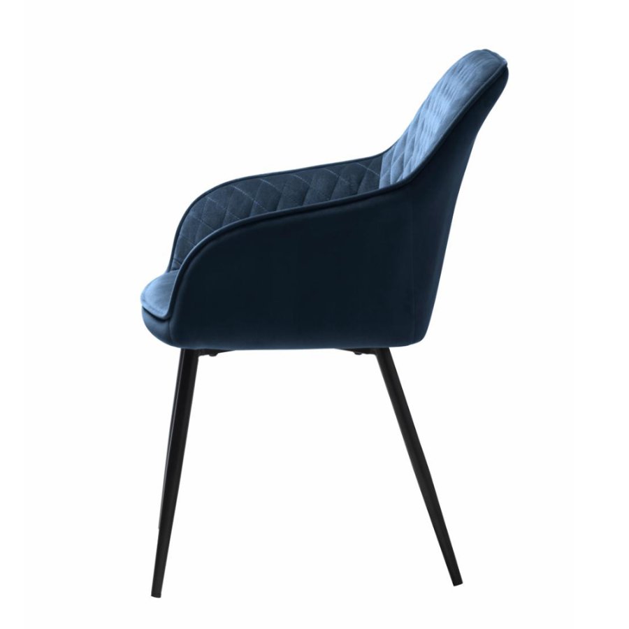 UNIQUE FURNITURE Milton spisebordsstol, m. armln - bl polyester fljl og sort metal