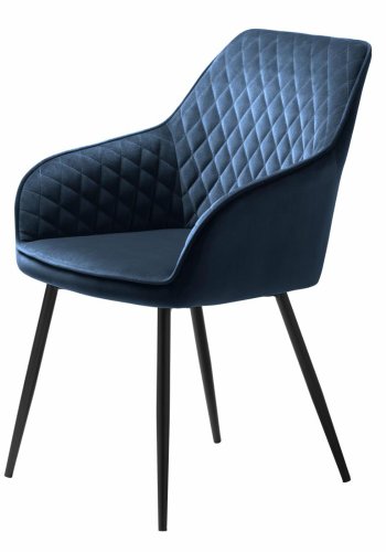 UNIQUE FURNITURE Milton spisebordsstol, m. armln - bl polyester fljl og sort metal