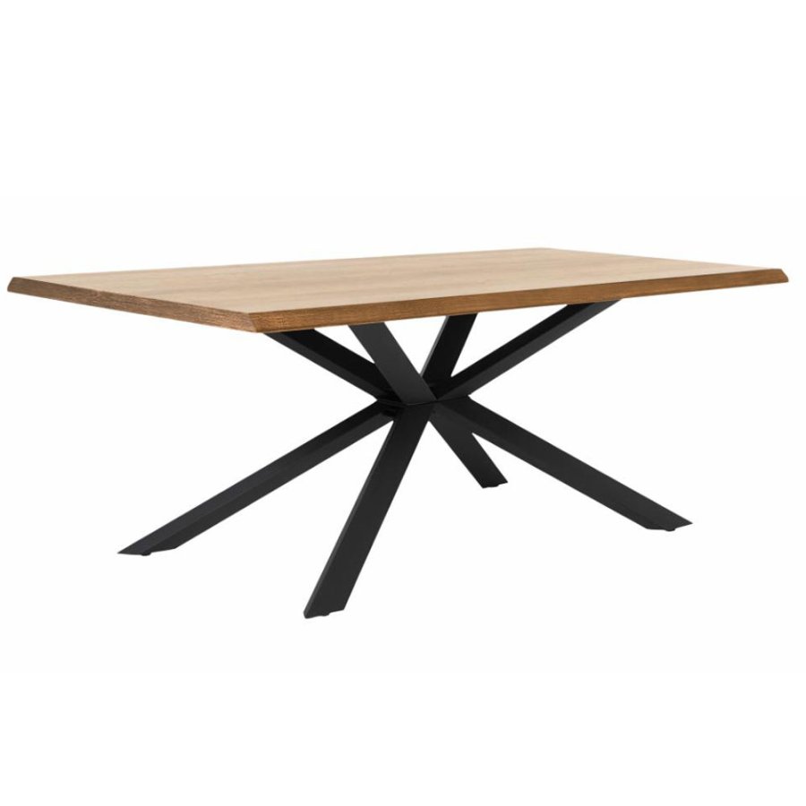 UNIQUE FURNITURE Arno spisebord, rektangulr - natur egefinér og sort metal (100x200)