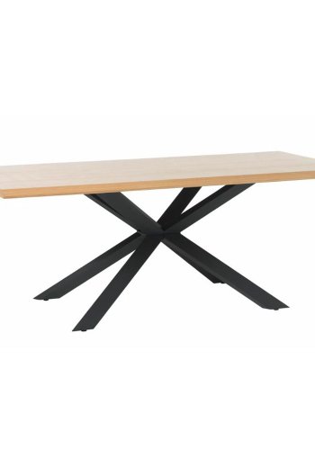 UNIQUE FURNITURE Arno spisebord, rektangulr - natur egefinér og sort metal (100x200)