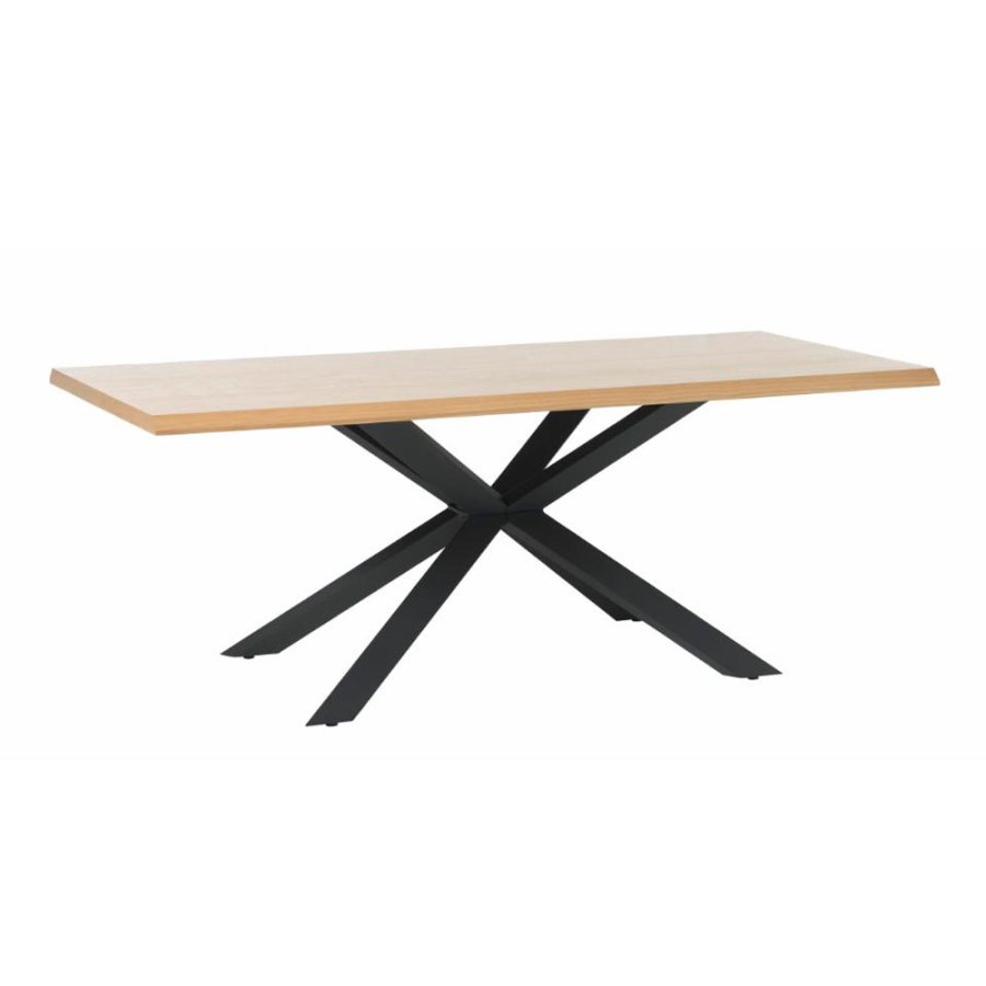 UNIQUE FURNITURE Arno spisebord, rektangulr - natur egefinér og sort metal (100x200)