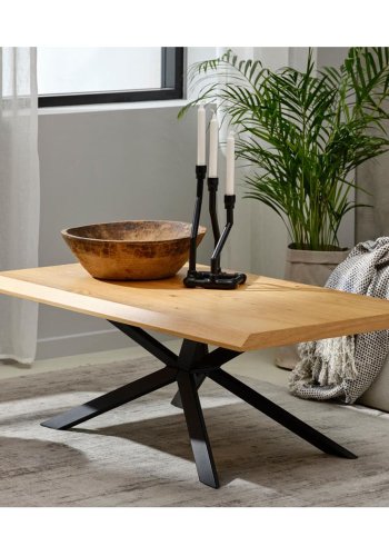 UNIQUE FURNITURE Arno sofabord, rektangulr - natur egefinér og sort metal (68X130)