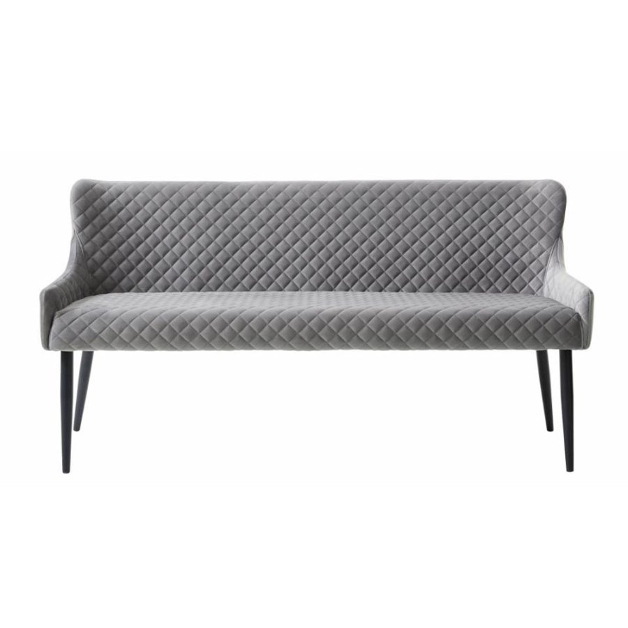 UNIQUE FURNITURE Ottowa sofabnk, rektangulr - gr polyester fljl og sort metal (160x60)