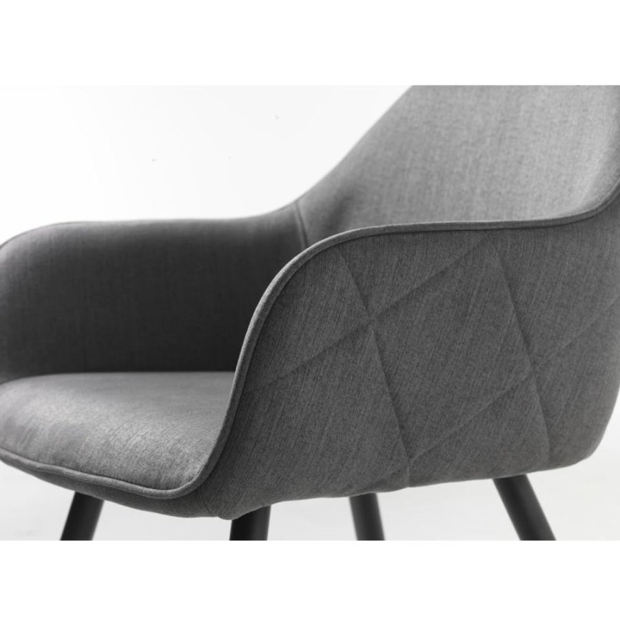 UNIQUE FURNITURE Minto spisebordsstol, m. armln - gr polyester og sort metal