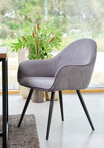 UNIQUE FURNITURE Minto spisebordsstol, m. armln - gr polyester og sort metal