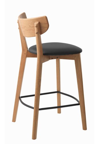 UNIQUE FURNITURE Pero counterstol, m. rygln og fodsttte - natur egetr og sort PU