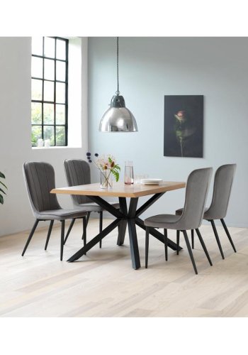 UNIQUE FURNITURE Hudson spisebordsstol - gr fljl og sort metal