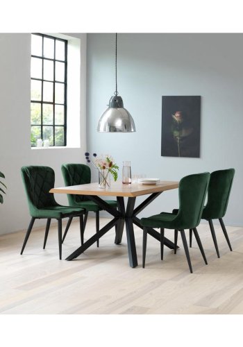 UNIQUE FURNITURE Granby spisebordsstol - grn fljl og sort metal????