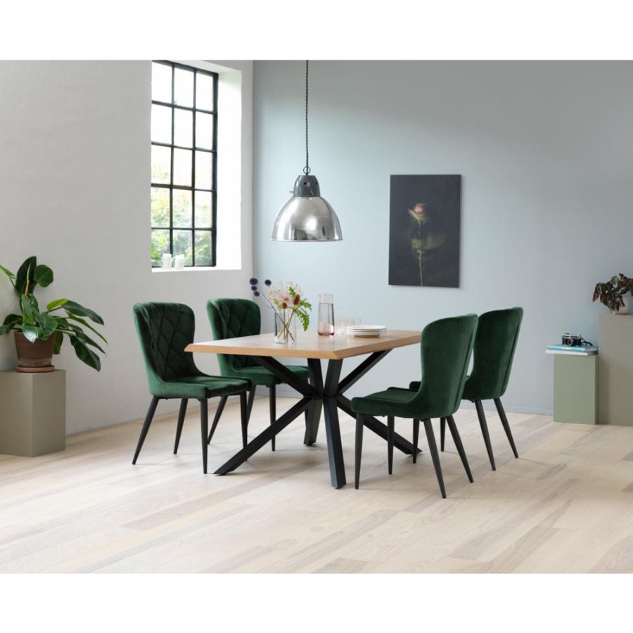 UNIQUE FURNITURE Granby spisebordsstol - grn fljl og sort metal????