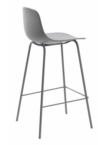 UNIQUE FURNITURE Whitby counterstol, m. rygln og fodsttte - gr polypropylen og gr metal