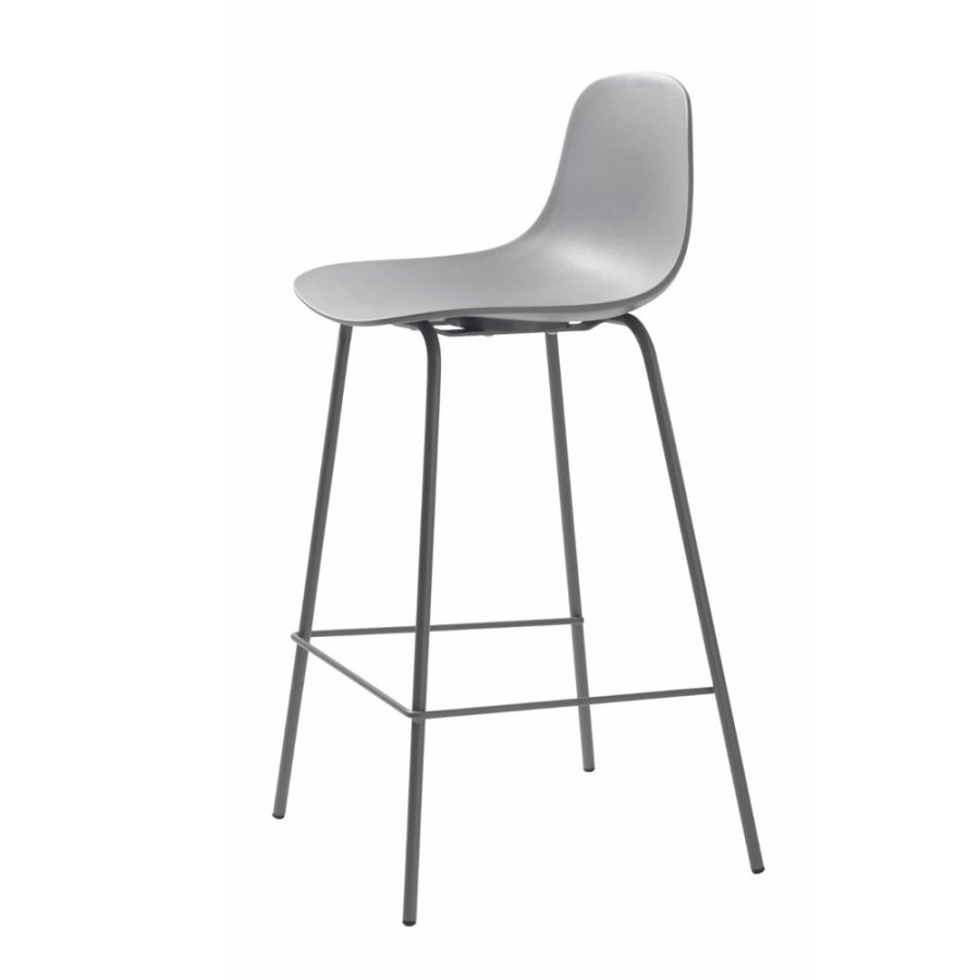 UNIQUE FURNITURE Whitby counterstol, m. rygln og fodsttte - gr polypropylen og gr metal