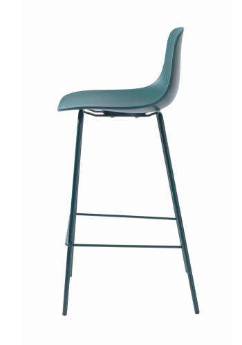 UNIQUE FURNITURE Whitby counterstol, m. rygln og fodsttte - petrol polypropylen og petrol metal
