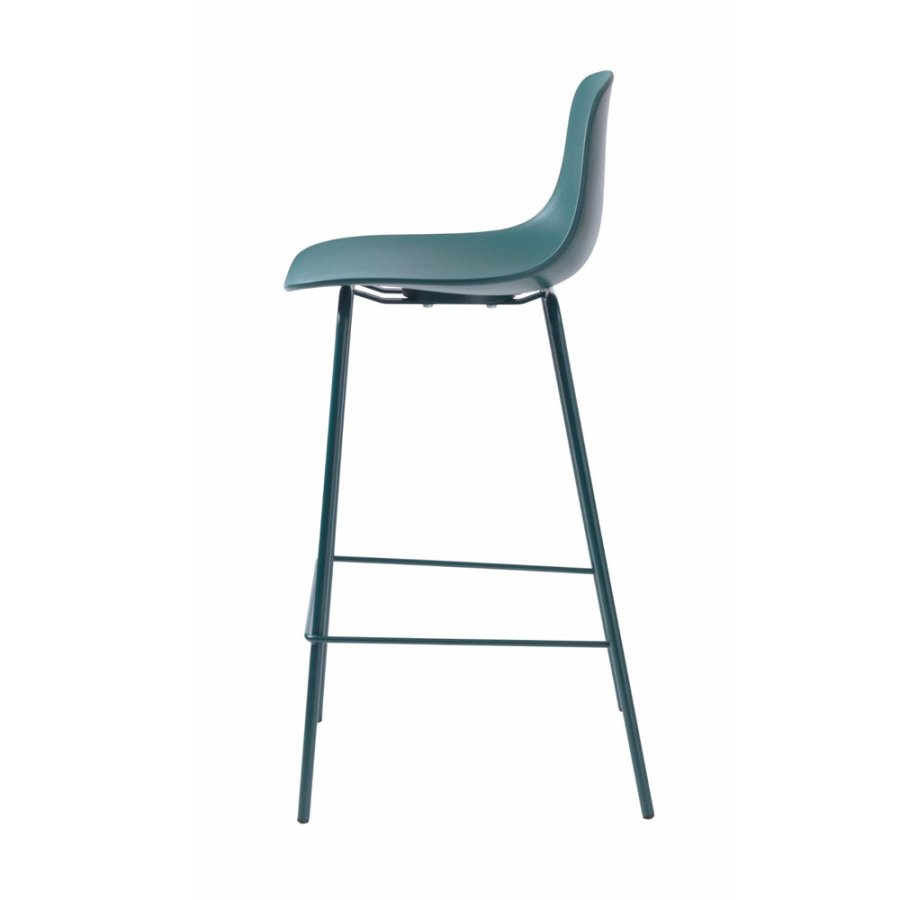 UNIQUE FURNITURE Whitby counterstol, m. rygln og fodsttte - petrol polypropylen og petrol metal