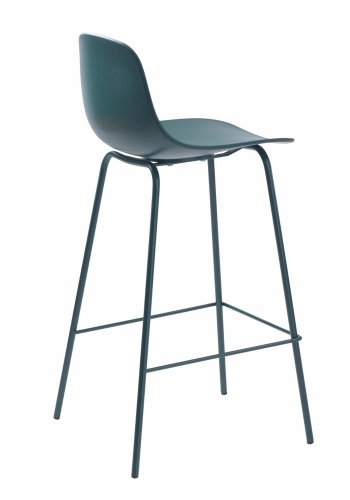 UNIQUE FURNITURE Whitby counterstol, m. rygln og fodsttte - petrol polypropylen og petrol metal