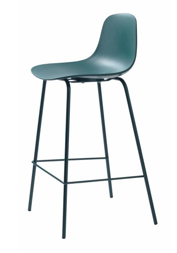 UNIQUE FURNITURE Whitby counterstol, m. rygln og fodsttte - petrol polypropylen og petrol metal