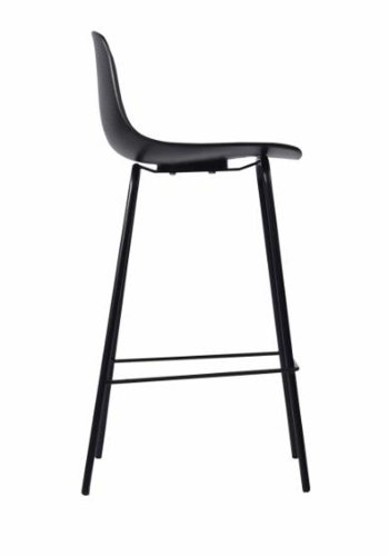 UNIQUE FURNITURE Whitby counterstol, m. rygln og fodsttte - sort polypropylen og sort metal