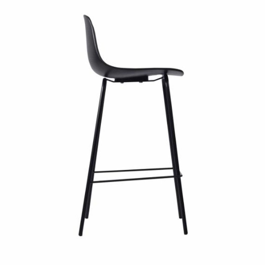 UNIQUE FURNITURE Whitby counterstol, m. rygln og fodsttte - sort polypropylen og sort metal