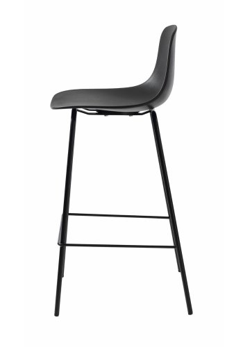 UNIQUE FURNITURE Whitby counterstol, m. rygln og fodsttte - sort polypropylen og sort metal