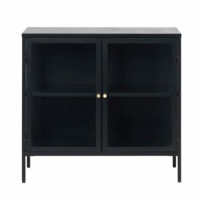 UNIQUE FURNITURE Carmel sknk, m. 2 lger og 1 hylde - glas og sort metal