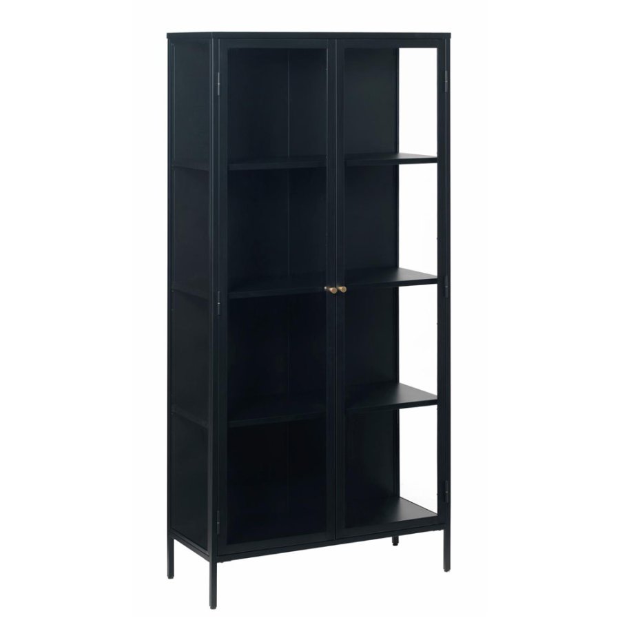 UNIQUE FURNITURE Carmel skab, m. 2 lger og 3 hylder - glas og sort metal (H:190)