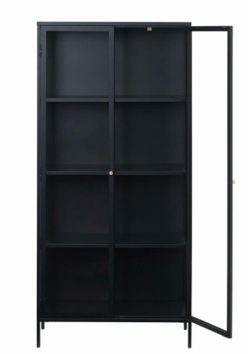 UNIQUE FURNITURE Carmel skab, m. 2 lger og 3 hylder - glas og sort metal (H:190)