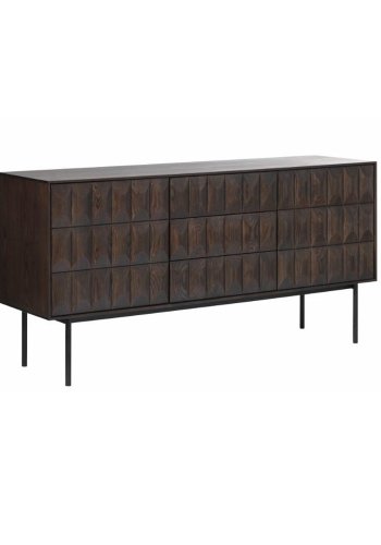 UNIQUE FURNITURE Latina sknk, m. 2 lger, 2 hylder og 3 skuffer - espresso eg og sort metal