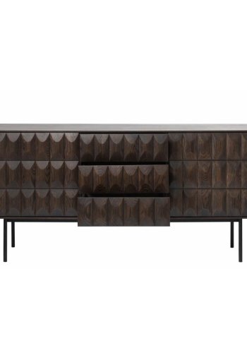 UNIQUE FURNITURE Latina sknk, m. 2 lger, 2 hylder og 3 skuffer - espresso eg og sort metal